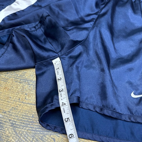 Nike Team Soccer Shorts Navy Blue Vintage Shiny Medium White Grey Tag - Picture 10 of 13